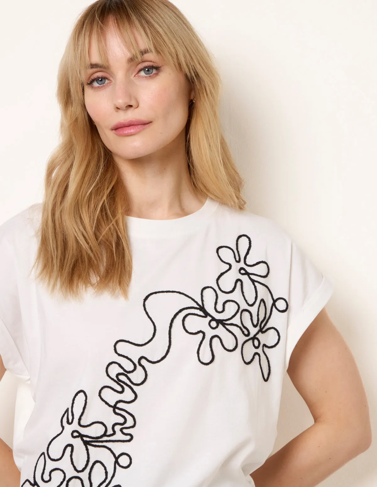 T-Shirt With Floral Embroidery sold by Blue Vanilla product image thumbnail 3