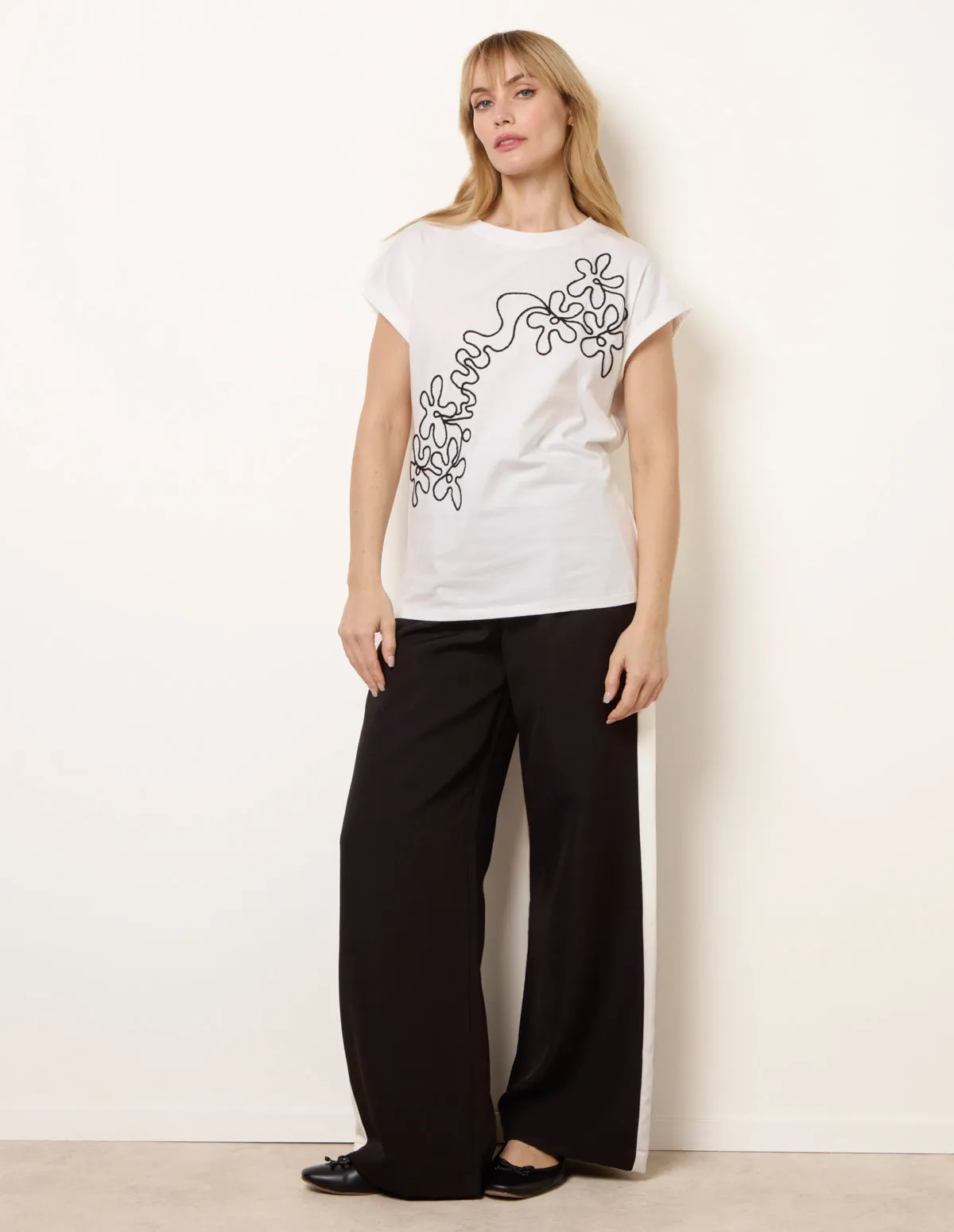 T-Shirt With Floral Embroidery sold by Blue Vanilla product image thumbnail 2