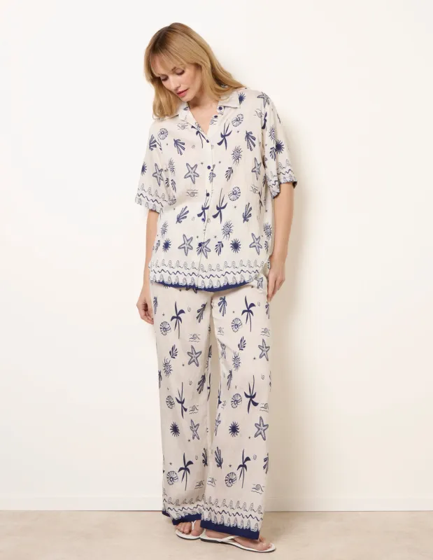 Co-Ord Set With Marine-Inspired Print made by Blue Vanilla