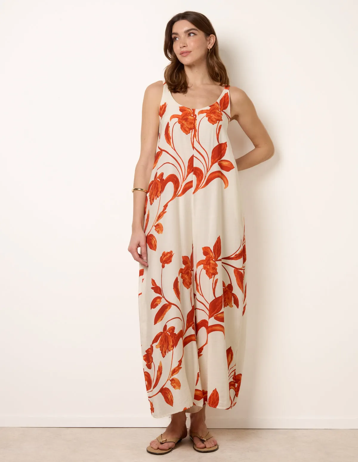 Floral Print Wide Leg Jumpsuit sold by Blue Vanilla