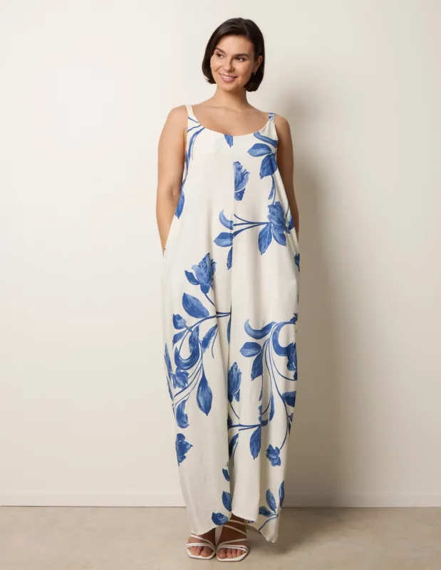 Floral Print Wide Leg Jumpsuit made by Blue Vanilla