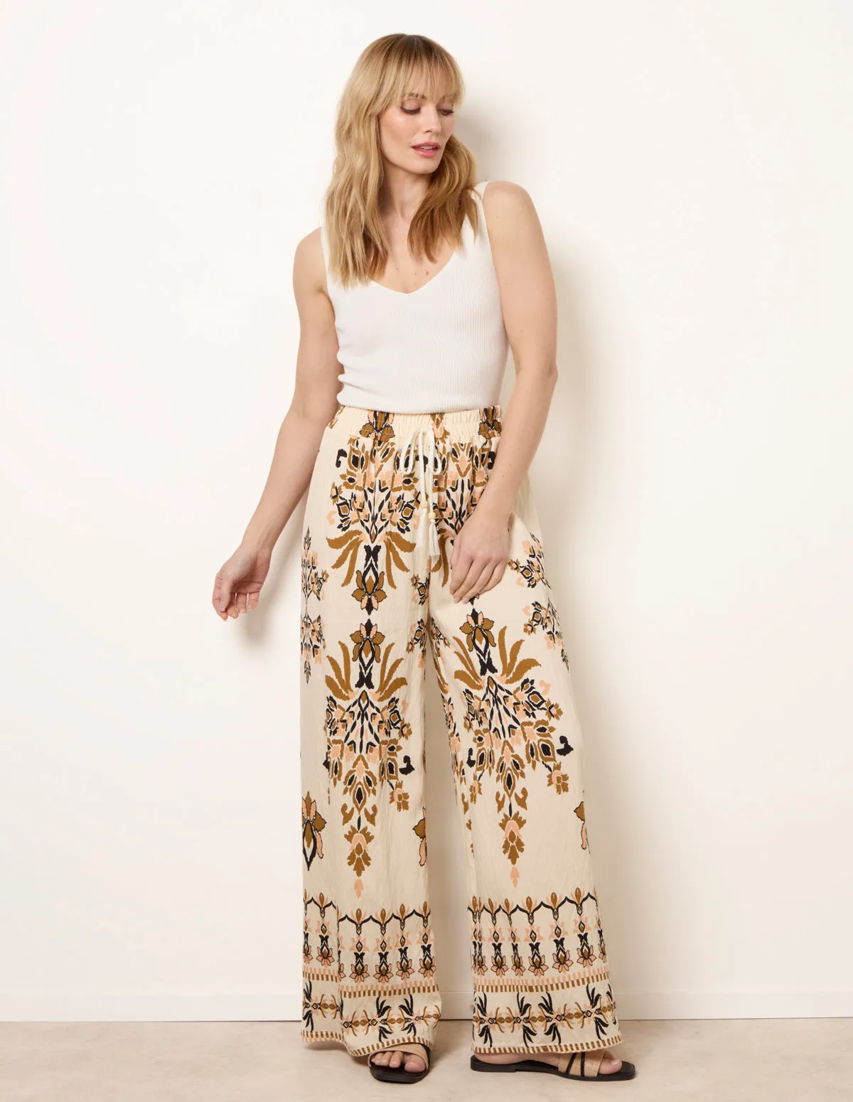Drawstring Waist Wide Leg Pants sold by Blue Vanilla