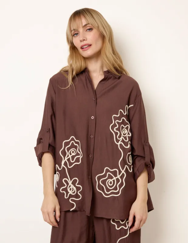 Floral Embroidery Shirt made by Blue Vanilla