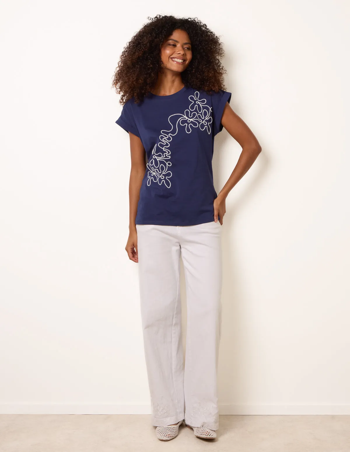 T-Shirt With Floral Embroidery sold by Blue Vanilla product image thumbnail 2