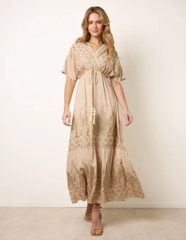 Metallic Embroidered Maxi Dress made by Blue Vanilla