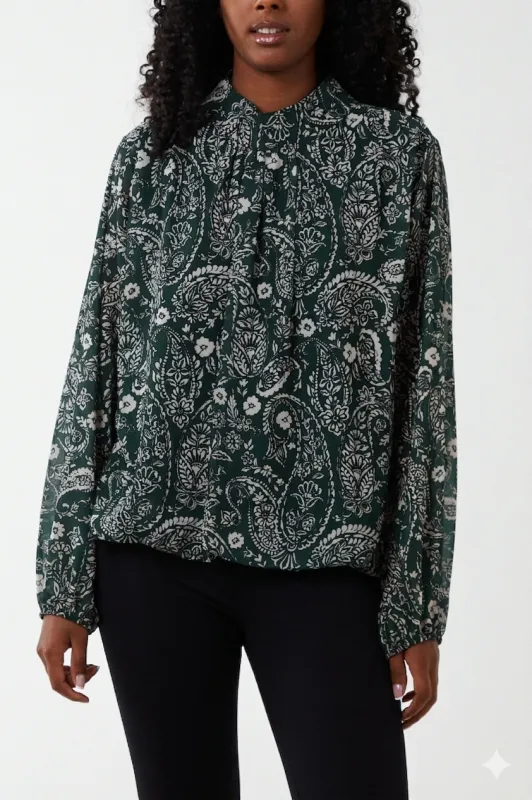 Paisley Print High Neck Top made by Blue Vanilla