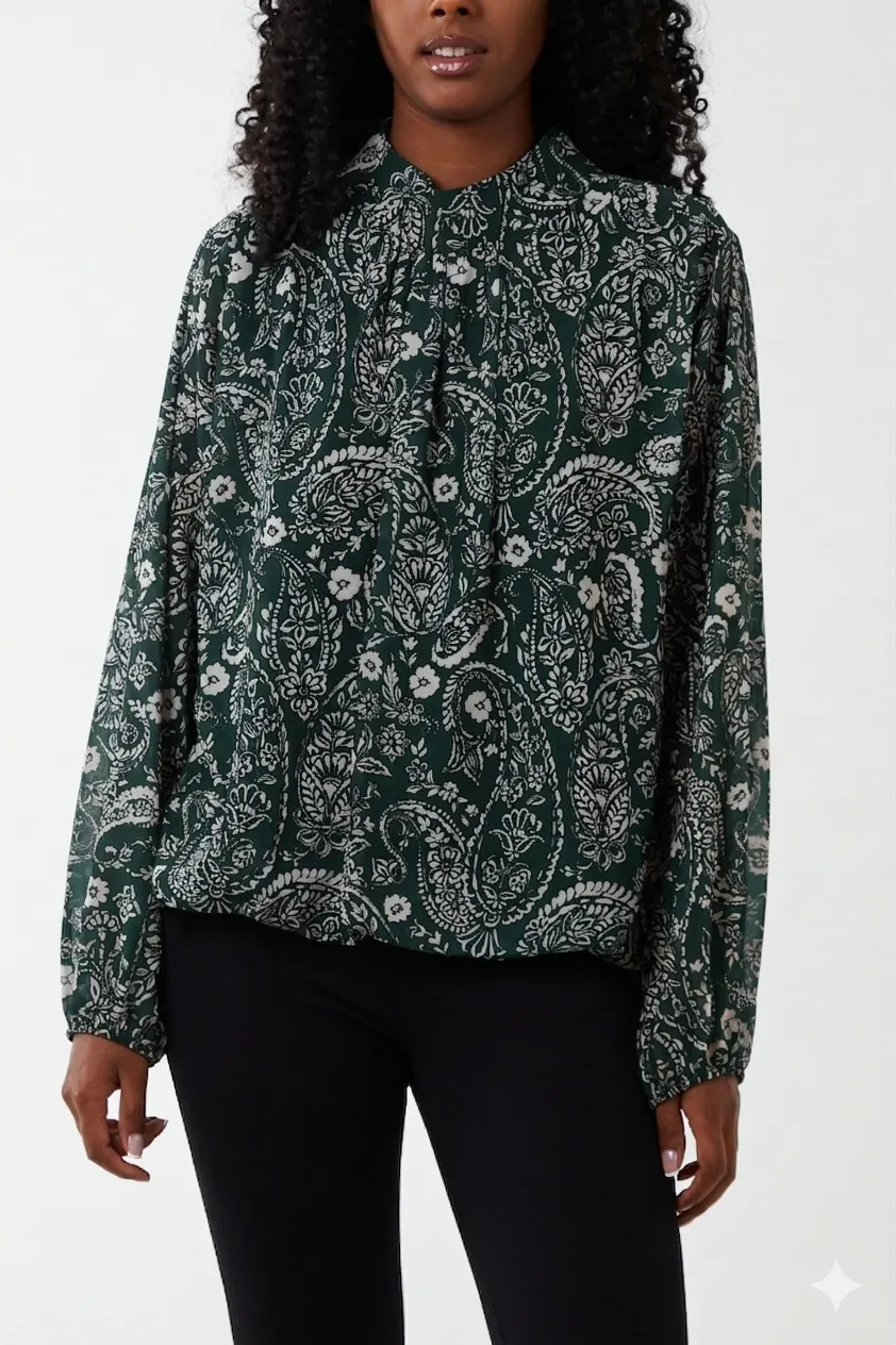Paisley Print High Neck Top sold by Blue Vanilla