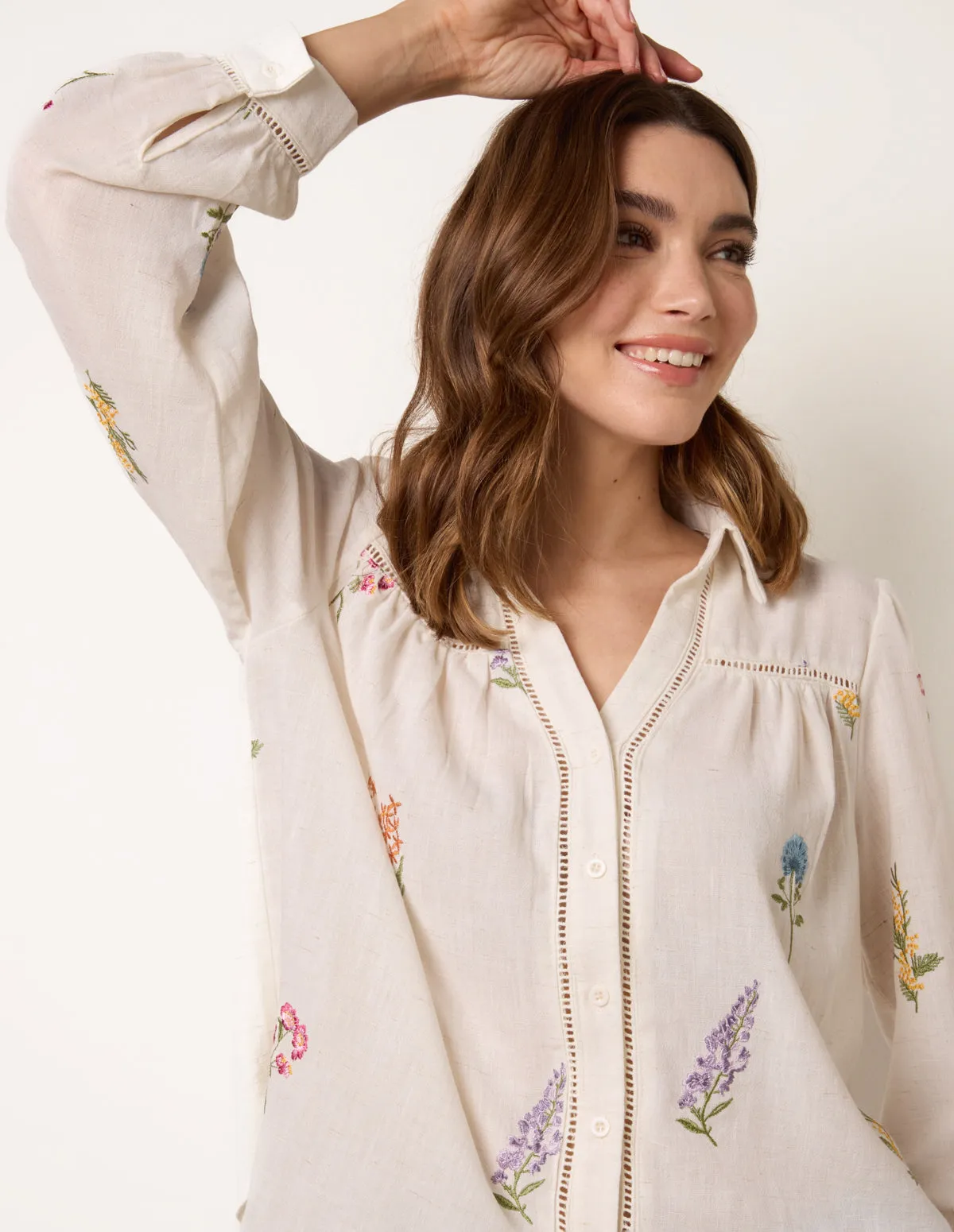 Long Sleeve Embroidered Button Front Blouse sold by Blue Vanilla product image thumbnail 2