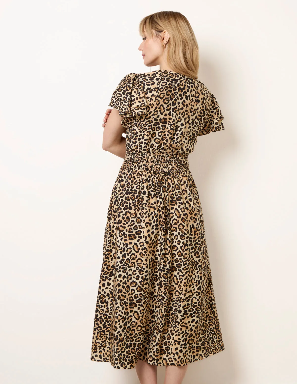 Animal Double Frill Shirred Waist Midi Dress sold by Blue Vanilla product image thumbnail 4