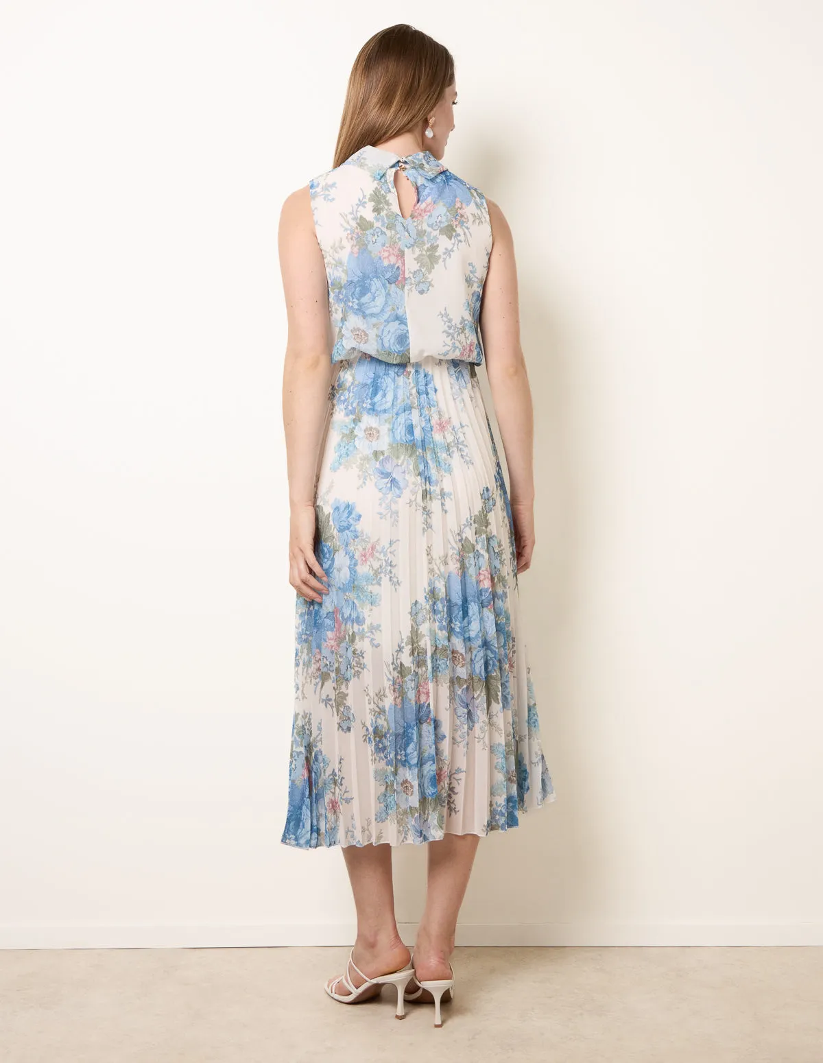 Printed Sleeveless Cowl Neck Pleated Dress sold by Blue Vanilla product image thumbnail 4