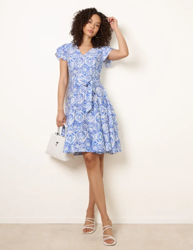 V Neck Godet Dress made by Blue Vanilla