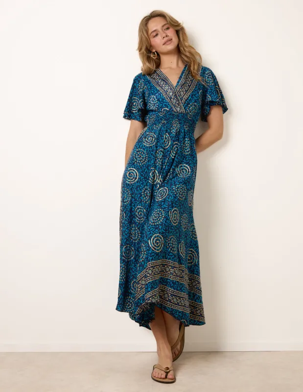 Wrap Over Tie Back Maxi Dress made by Blue Vanilla