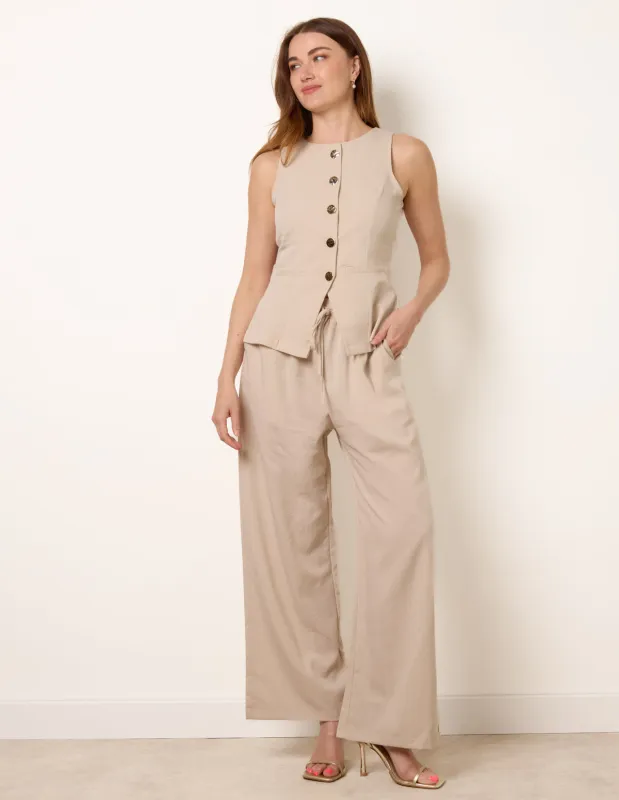 Round Neck Button Through Vest & Trouser Set made by Blue Vanilla