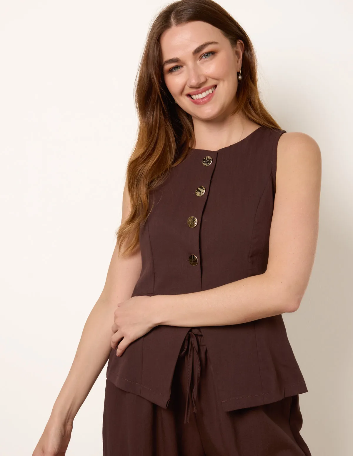 Round Neck Button Through Vest & Trouser Set sold by Blue Vanilla product image thumbnail 2