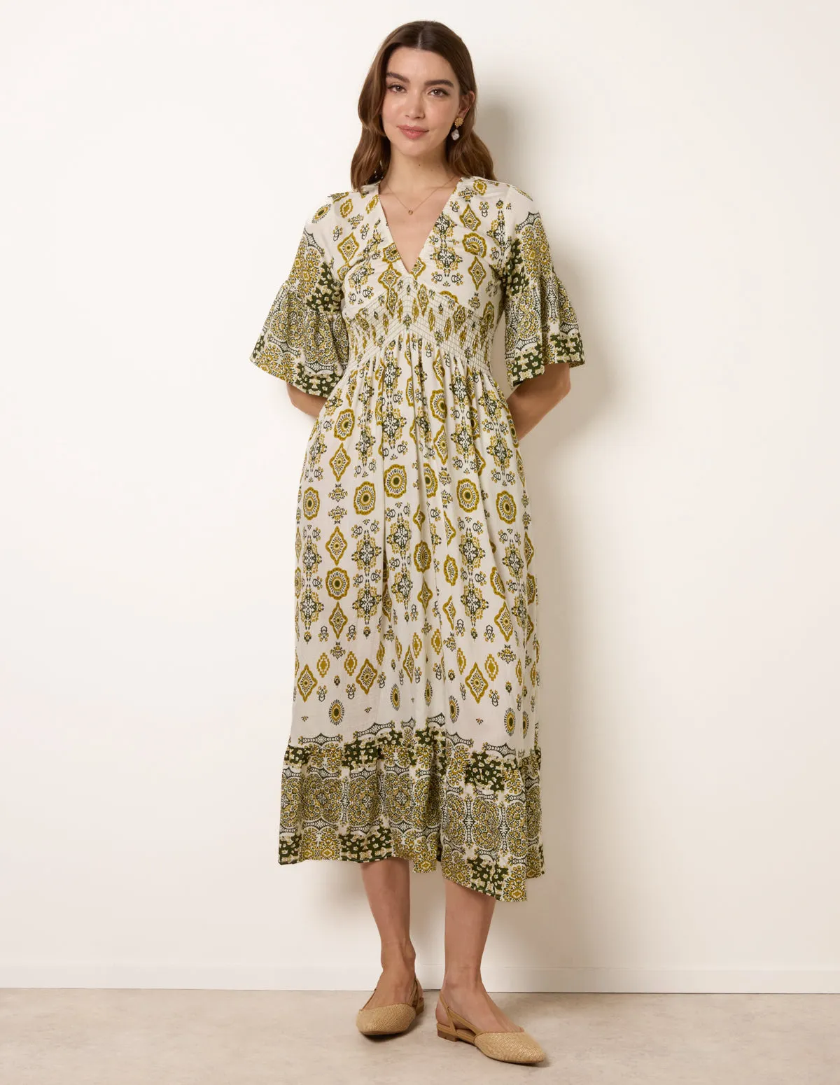 V Neck Border Print Dress sold by Blue Vanilla product image thumbnail 3