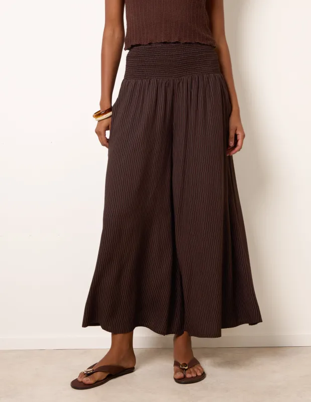 Wide Leg Shirred Waist Wavy Trousers made by Blue Vanilla