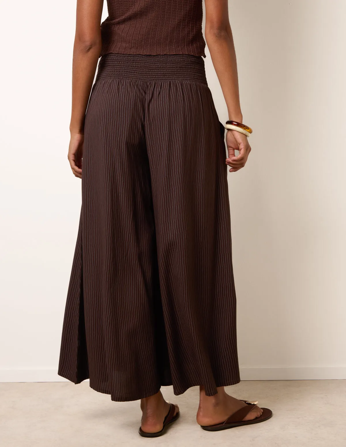 Wide Leg Shirred Waist Wavy Trousers sold by Blue Vanilla product image thumbnail 4