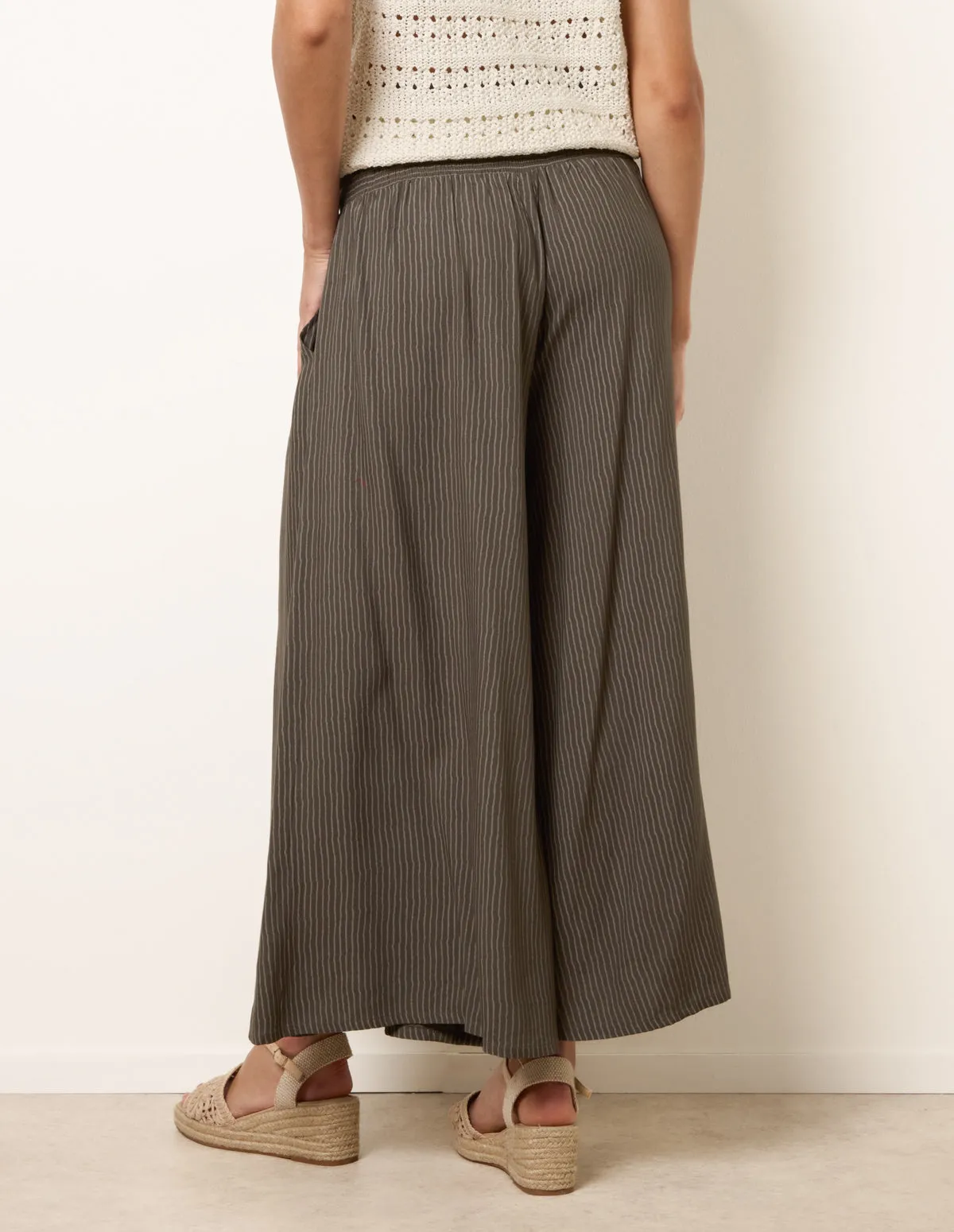 Wide Leg Shirred Waist Wavy Trousers sold by Blue Vanilla product image thumbnail 4
