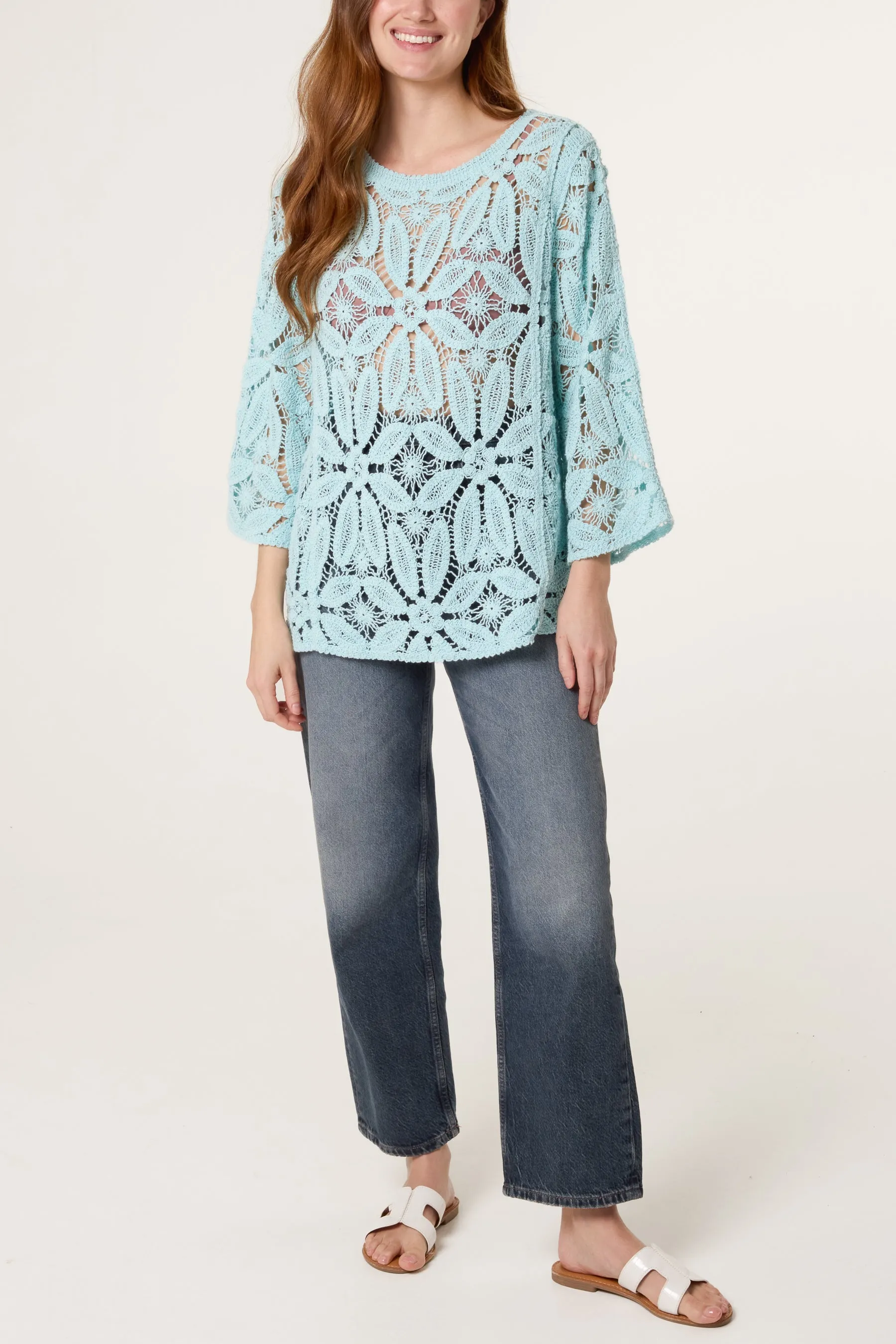 Flower Crochet Long Sleeve Top sold by Blue Vanilla product image thumbnail 2