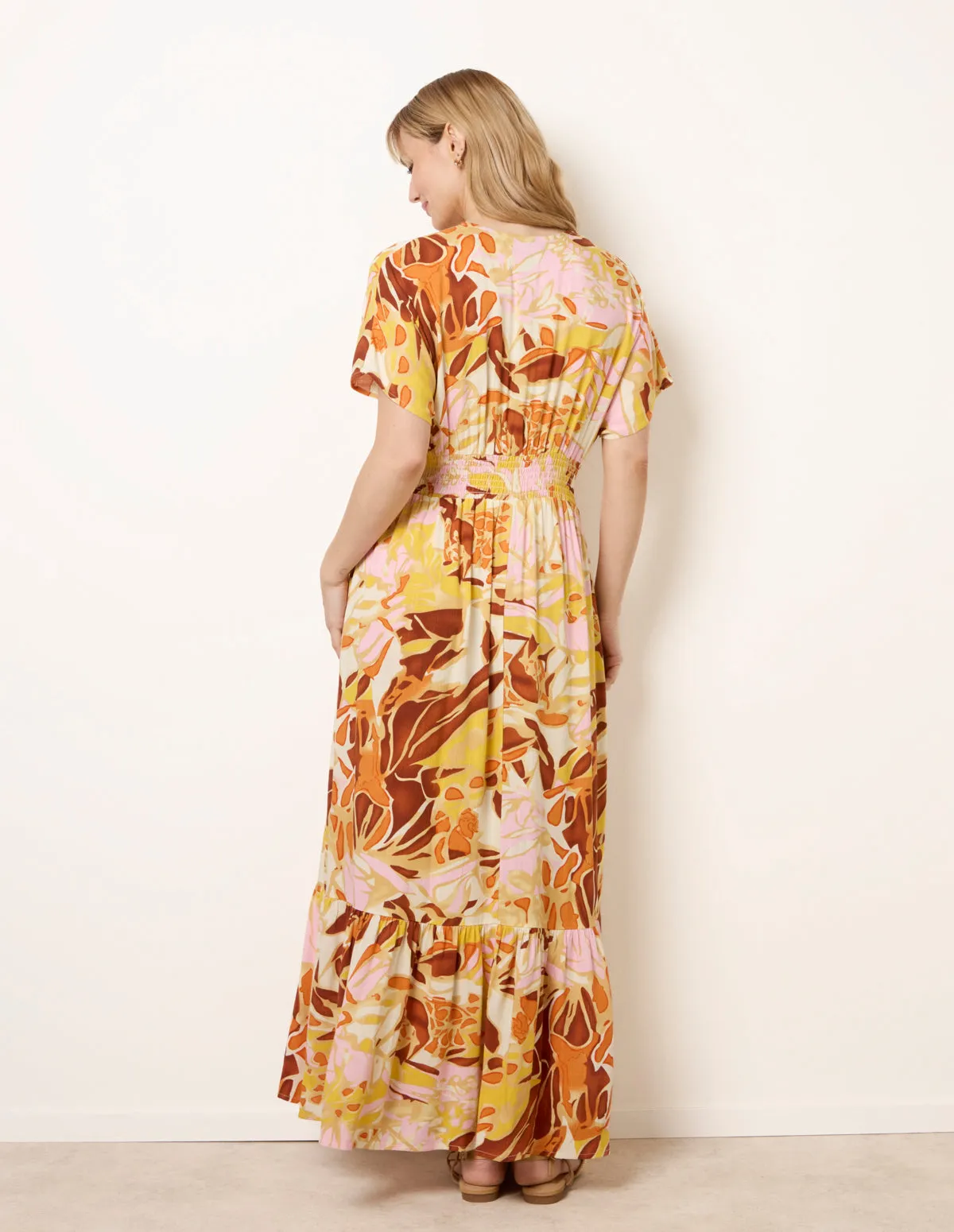 Tropical V Front Shirred Waist Maxi Dress sold by Blue Vanilla product image thumbnail 4