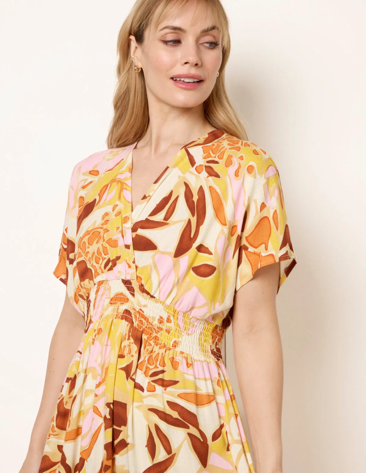Tropical V Front Shirred Waist Maxi Dress sold by Blue Vanilla product image thumbnail 2