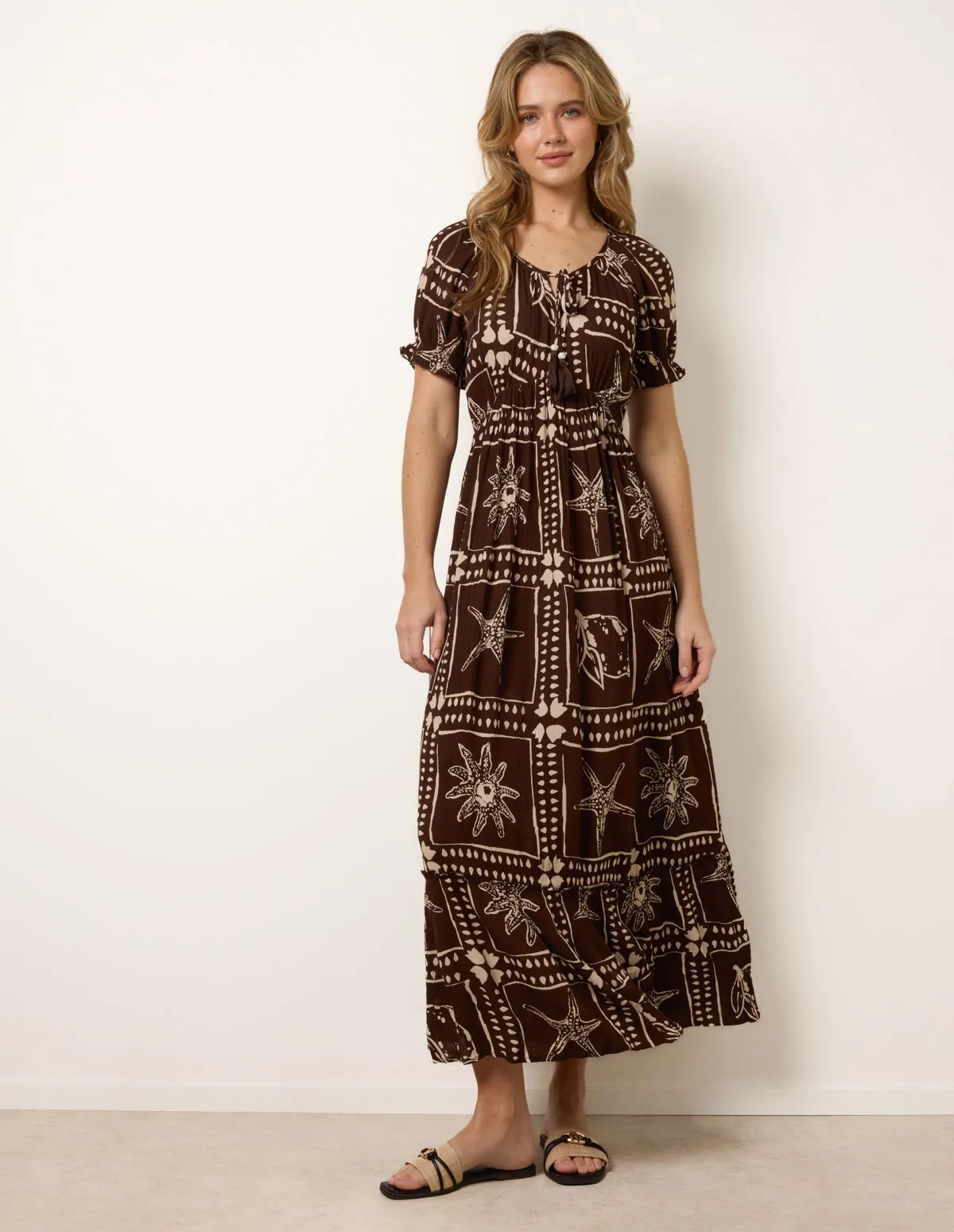 Starfish Print Tie Front Maxi Dress sold by Blue Vanilla