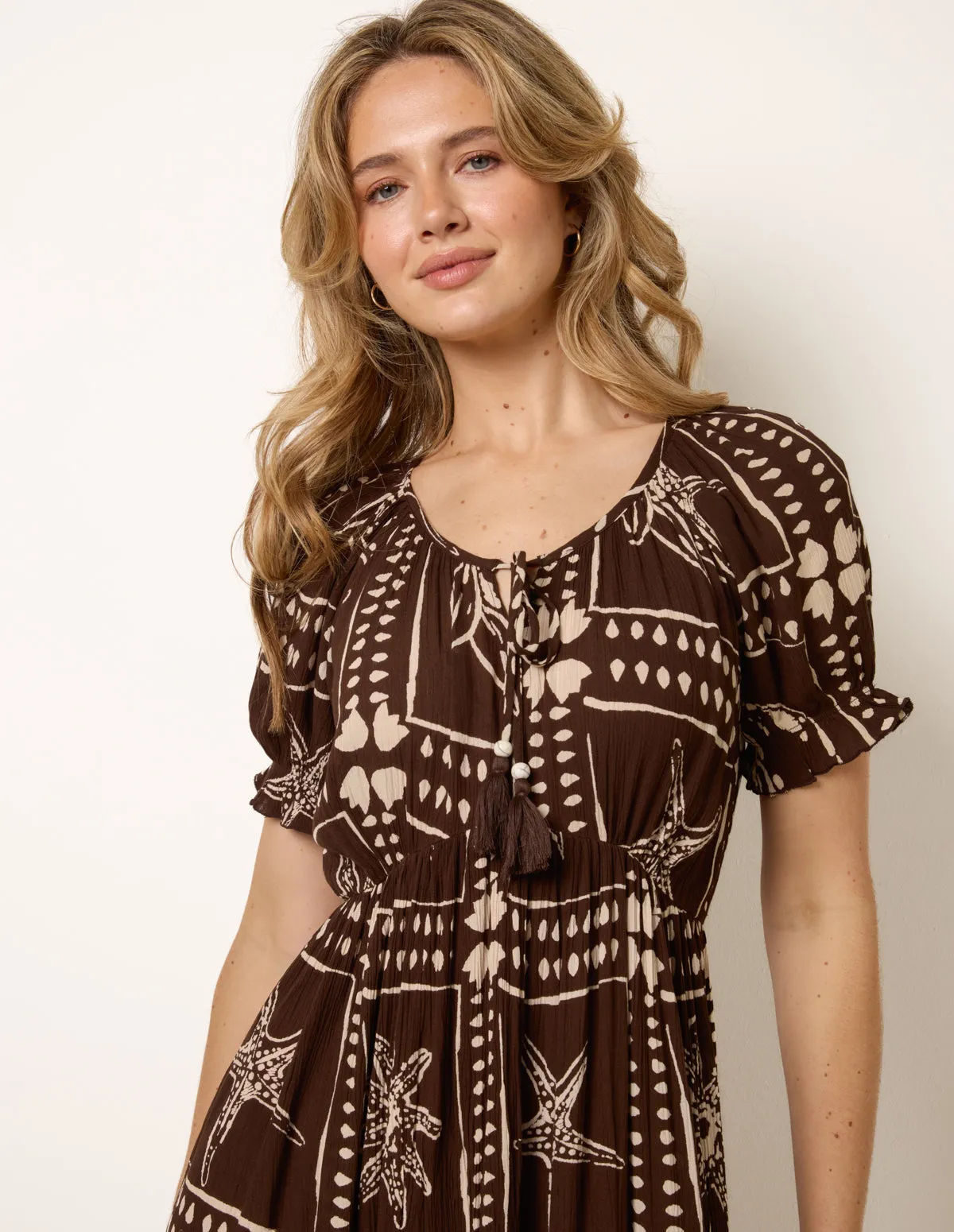 Starfish Print Tie Front Maxi Dress sold by Blue Vanilla product image thumbnail 2