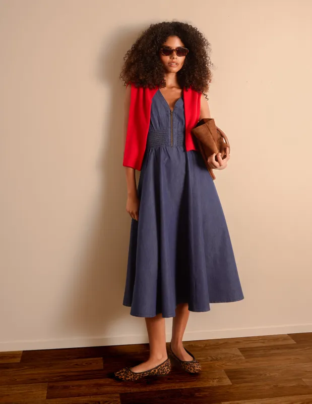 Zip Front Denim Dress made by Blue Vanilla