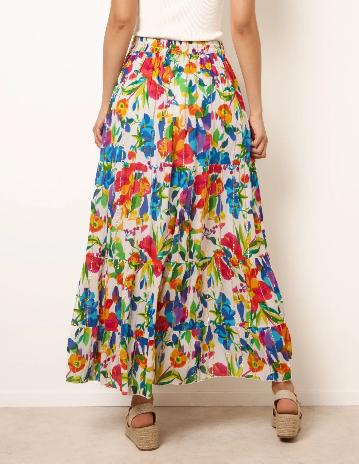 Tiered Bright Maxi Skirt sold by Blue Vanilla product image thumbnail 4