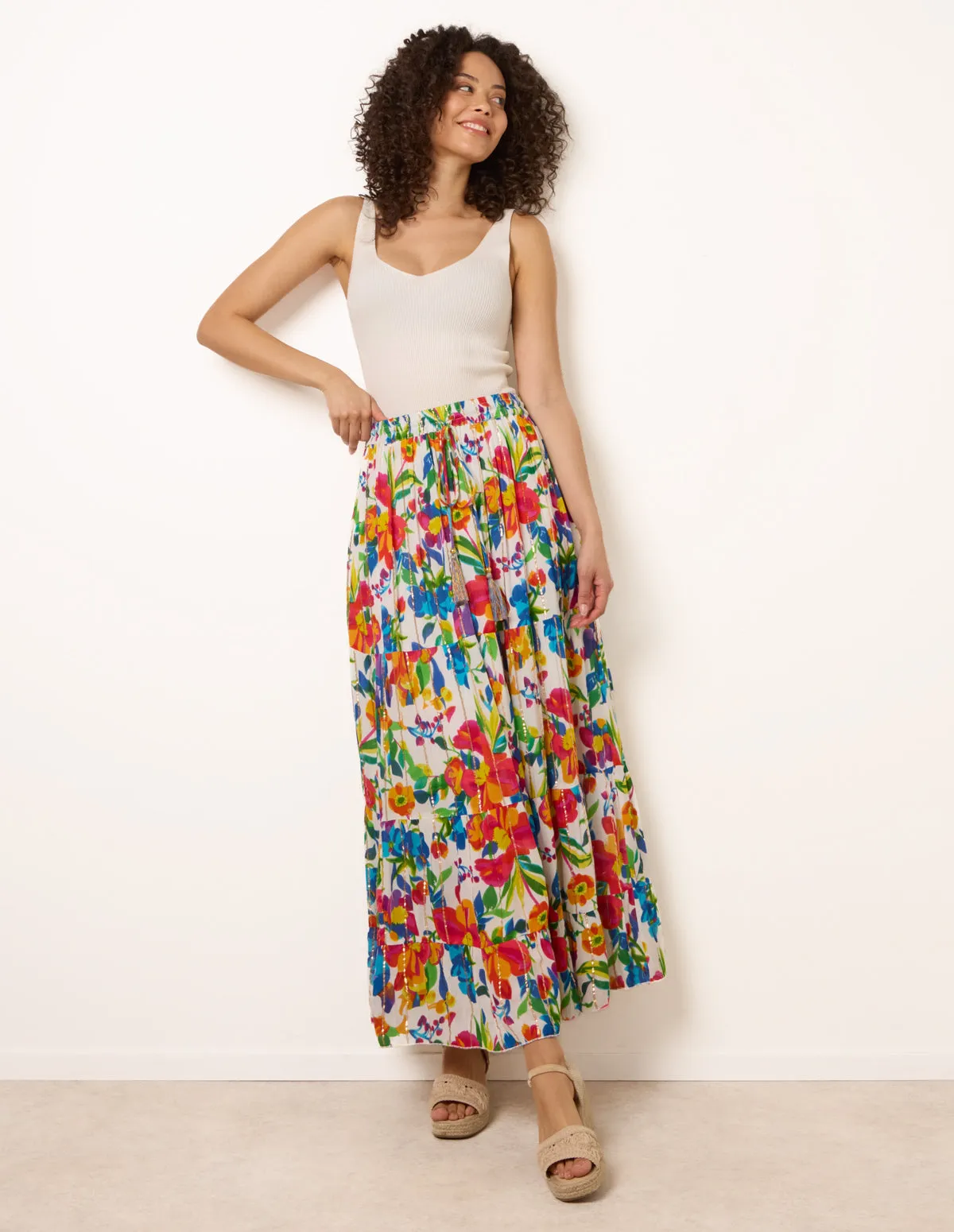 Tiered Bright Maxi Skirt sold by Blue Vanilla product image thumbnail 2