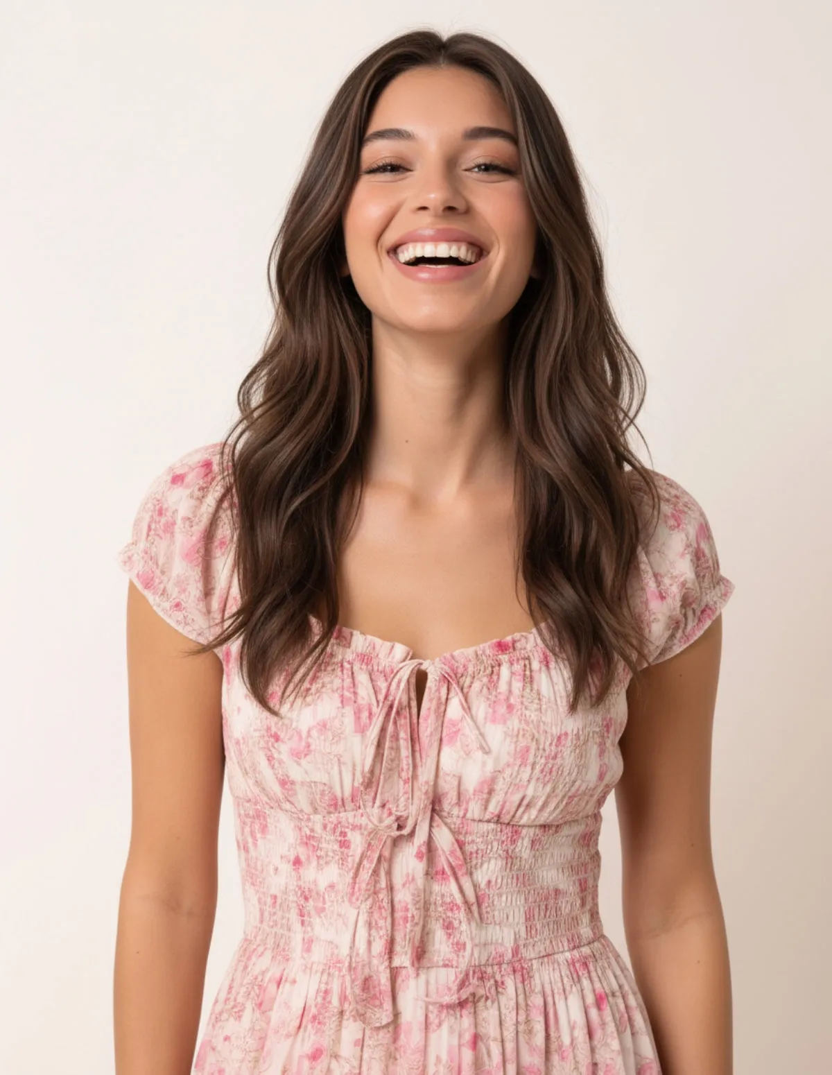 Double Front Tie Shirred Ditsy Floral Maxi Dress sold by Blue Vanilla product image thumbnail 3