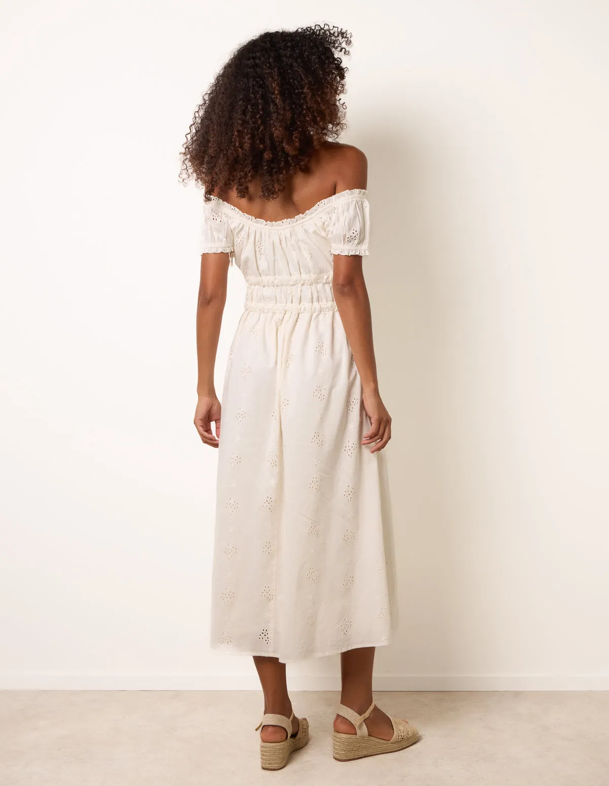 Broderie Front Tie Midi Dress sold by Blue Vanilla product image thumbnail 4