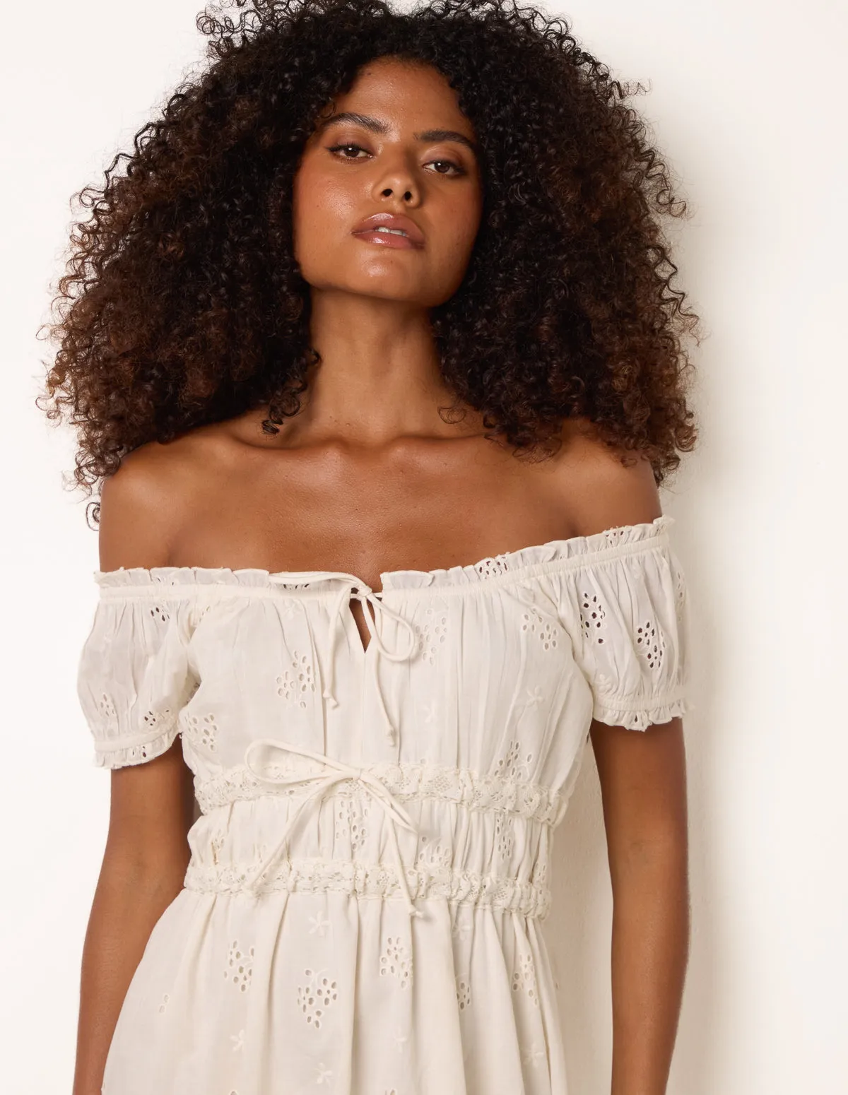 Broderie Front Tie Midi Dress sold by Blue Vanilla product image thumbnail 2