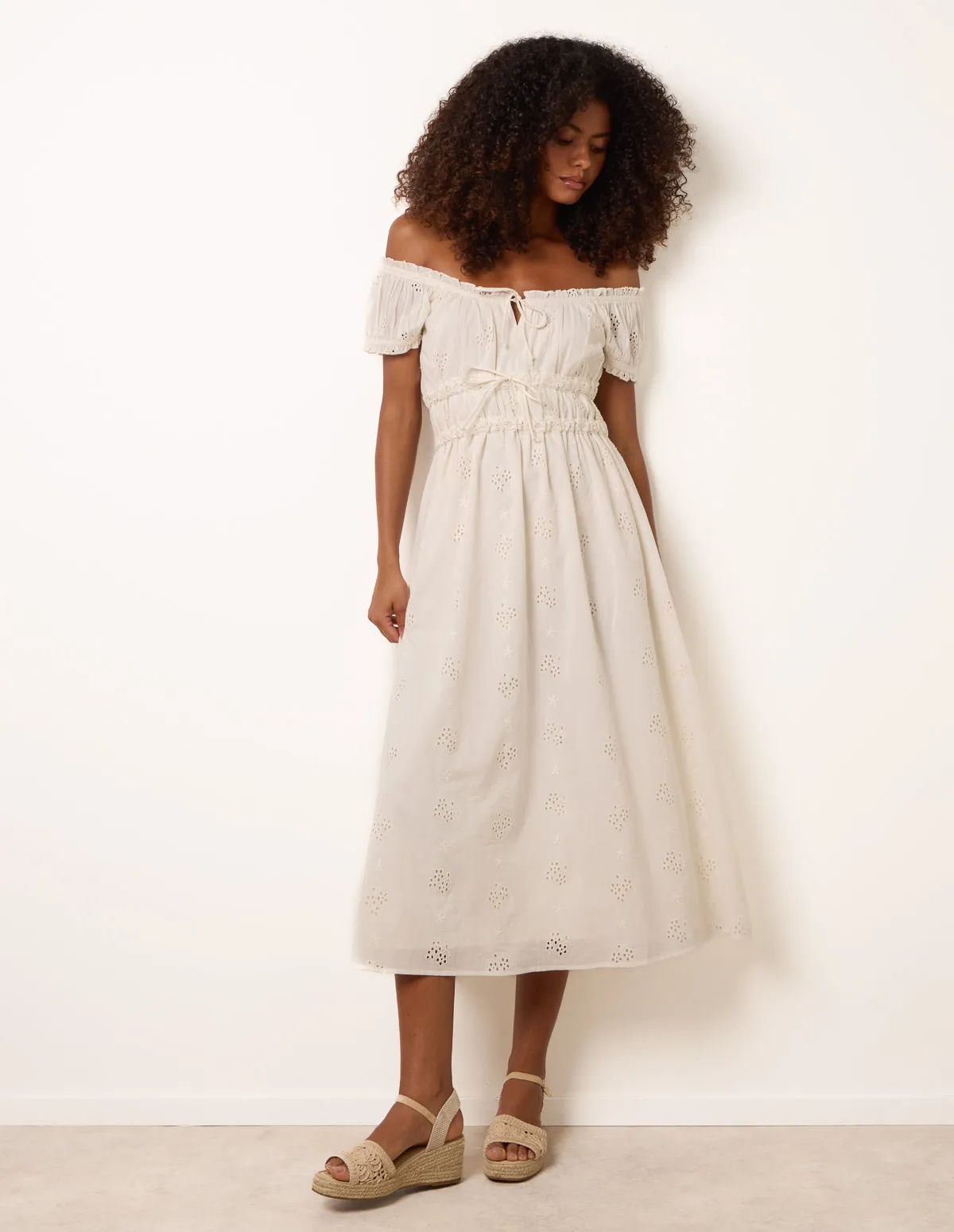 Broderie Front Tie Midi Dress sold by Blue Vanilla product image thumbnail 3