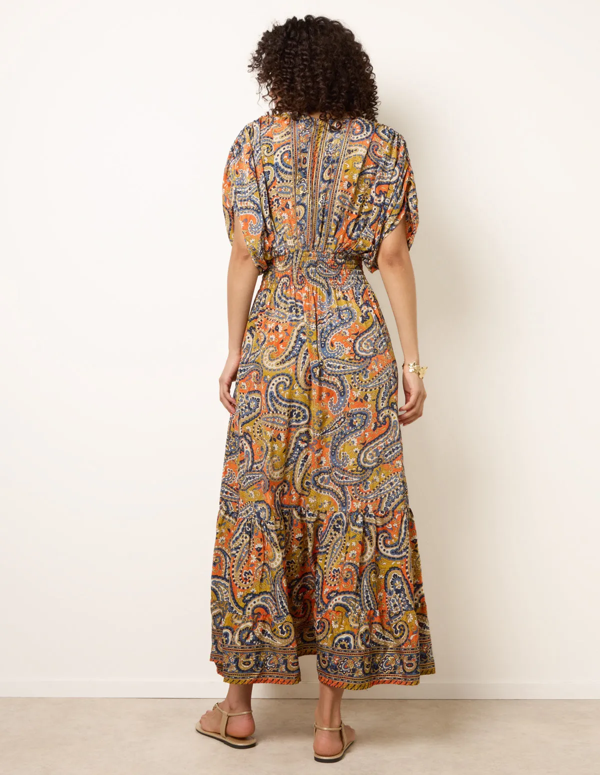 Gathered Sleeve V-Neck Maxi Dress sold by Blue Vanilla product image thumbnail 4
