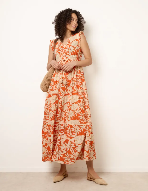 Button Frill Sleeve Dress made by Blue Vanilla
