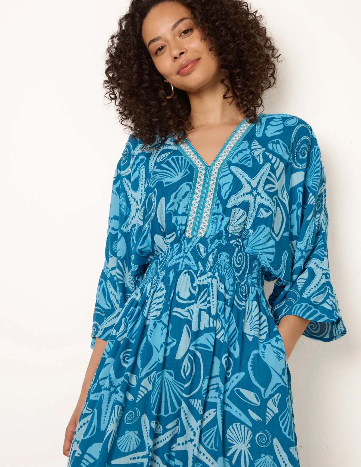 Embellished Kimono Style V Front Dress sold by Blue Vanilla product image thumbnail 2