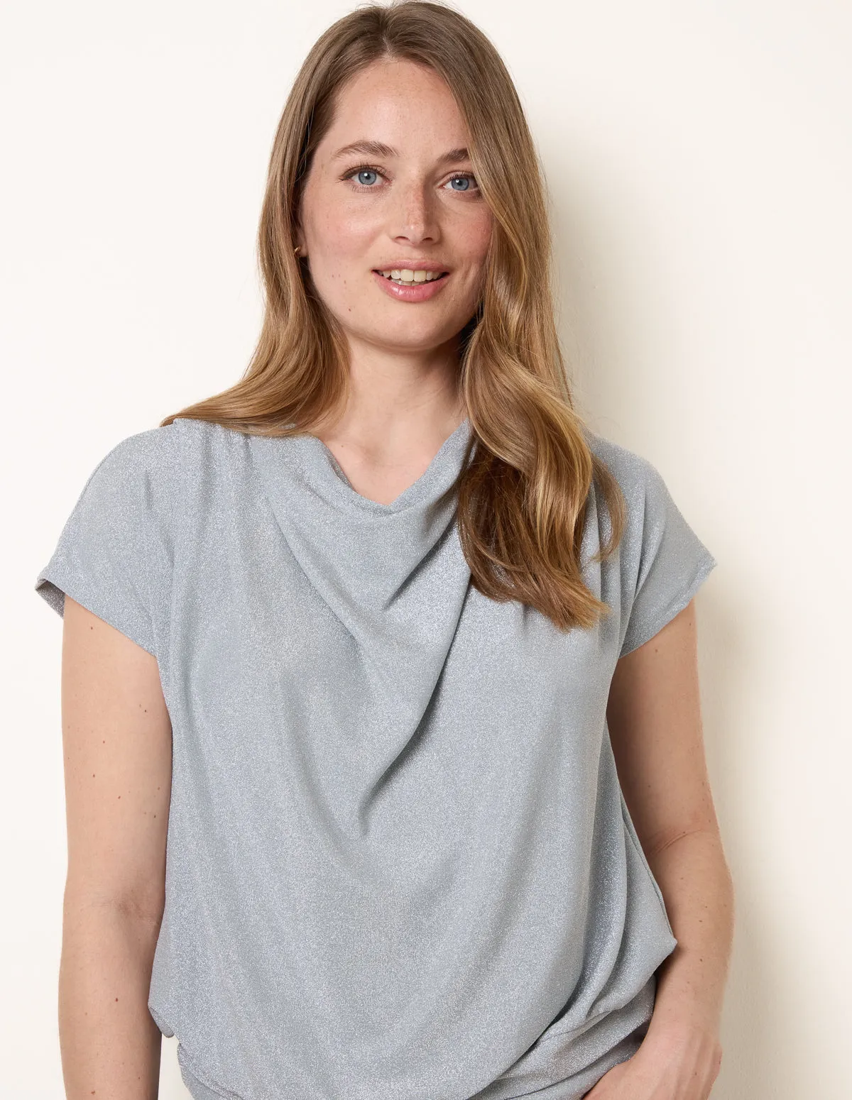 Metallic Cowl Neck Draped Top sold by Blue Vanilla product image thumbnail 2
