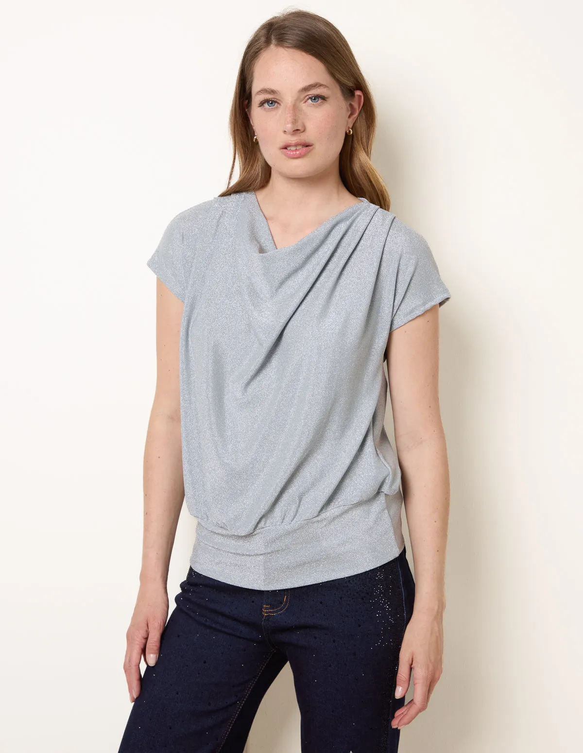 Metallic Cowl Neck Draped Top sold by Blue Vanilla product image thumbnail 3