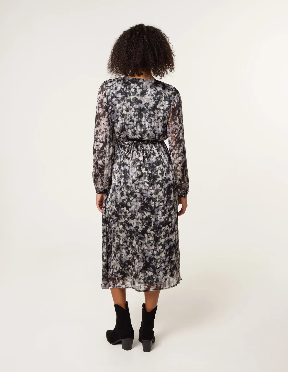 Printed Metallic Buckle Belted Midi Dress sold by Blue Vanilla product image thumbnail 4