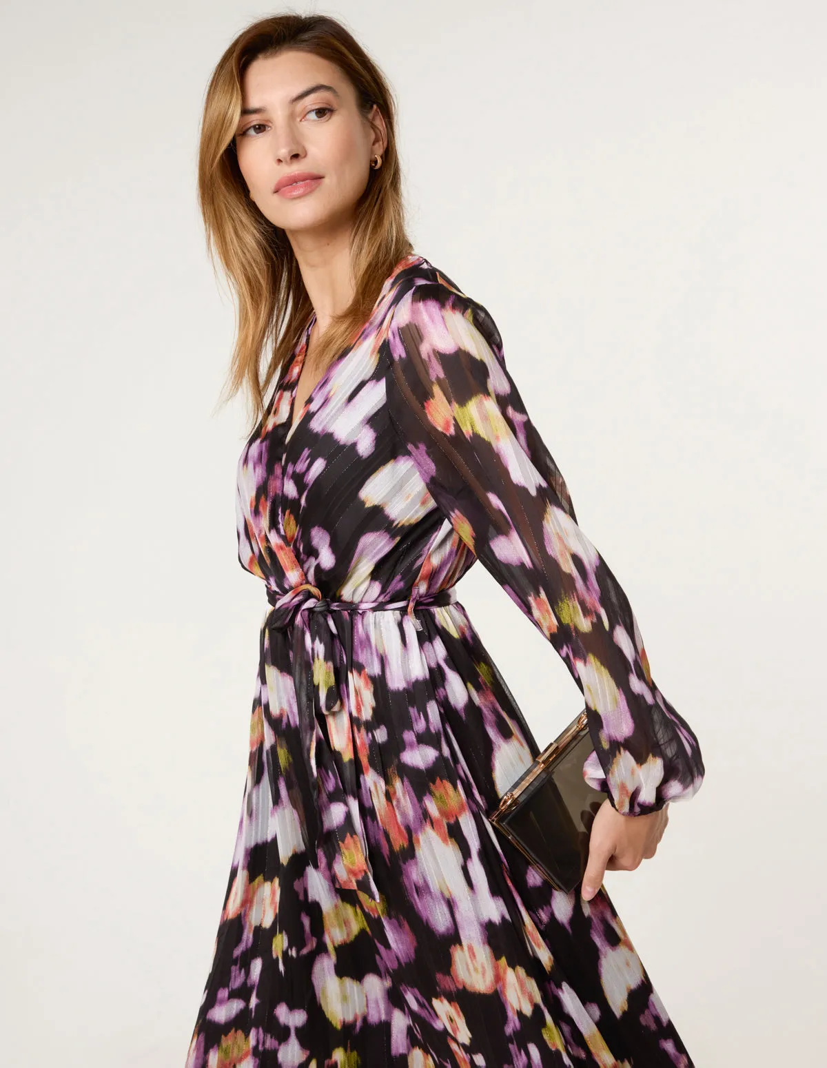 Metallic Watercolour Wrap Maxi Dress sold by Blue Vanilla