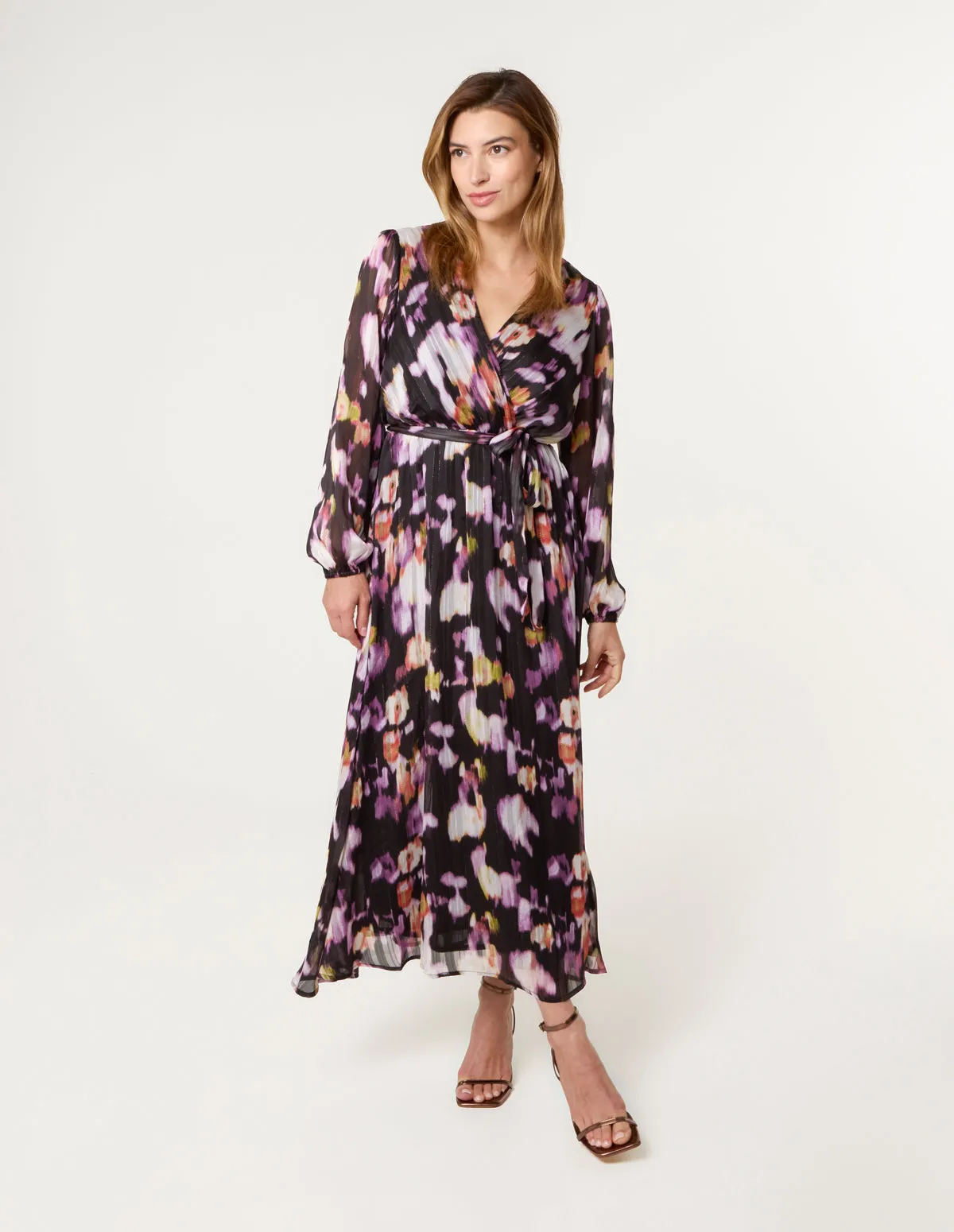 Metallic Watercolour Wrap Maxi Dress sold by Blue Vanilla product image thumbnail 3