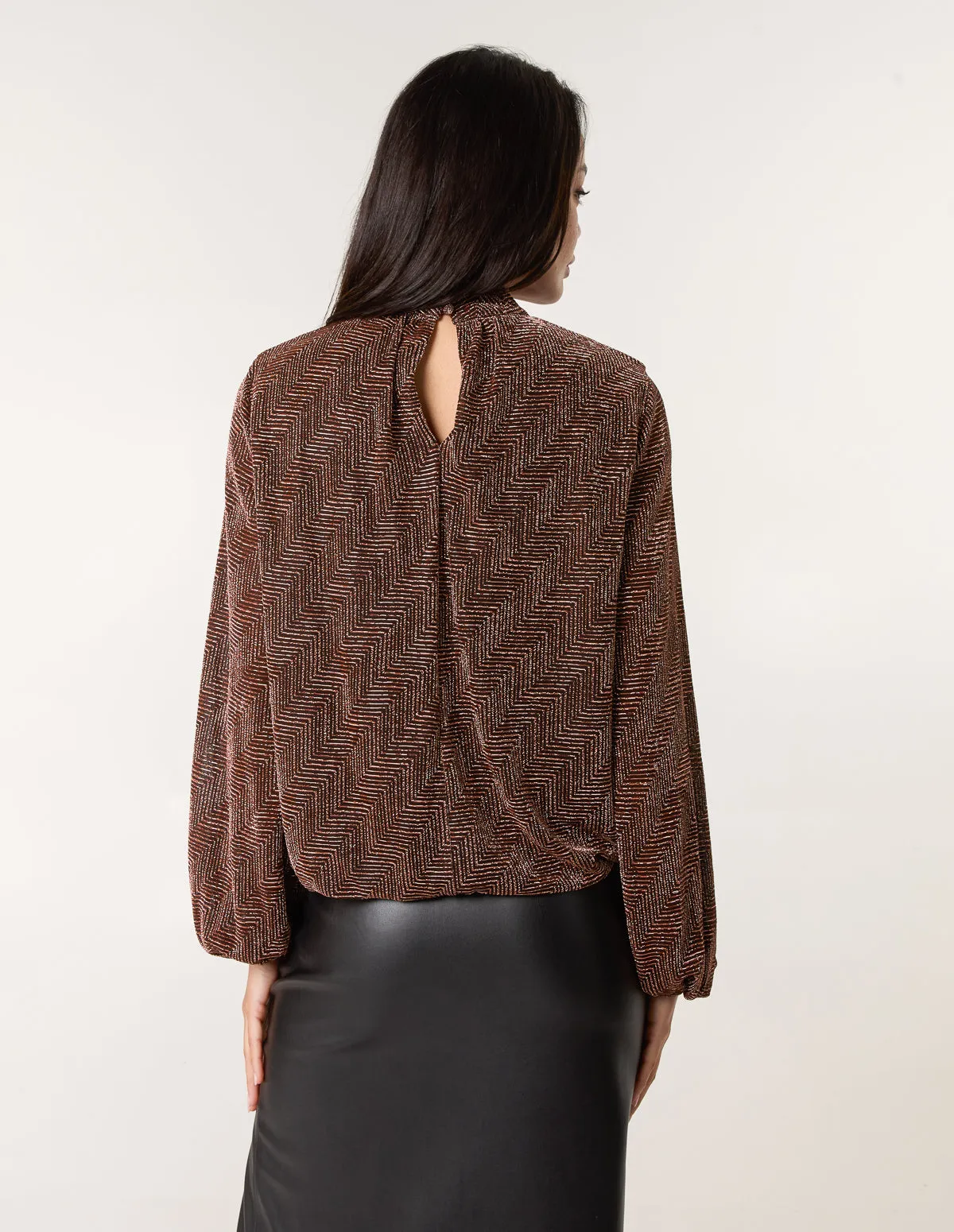 Metallic Puffball High Neck Blouse sold by Blue Vanilla product image thumbnail 5