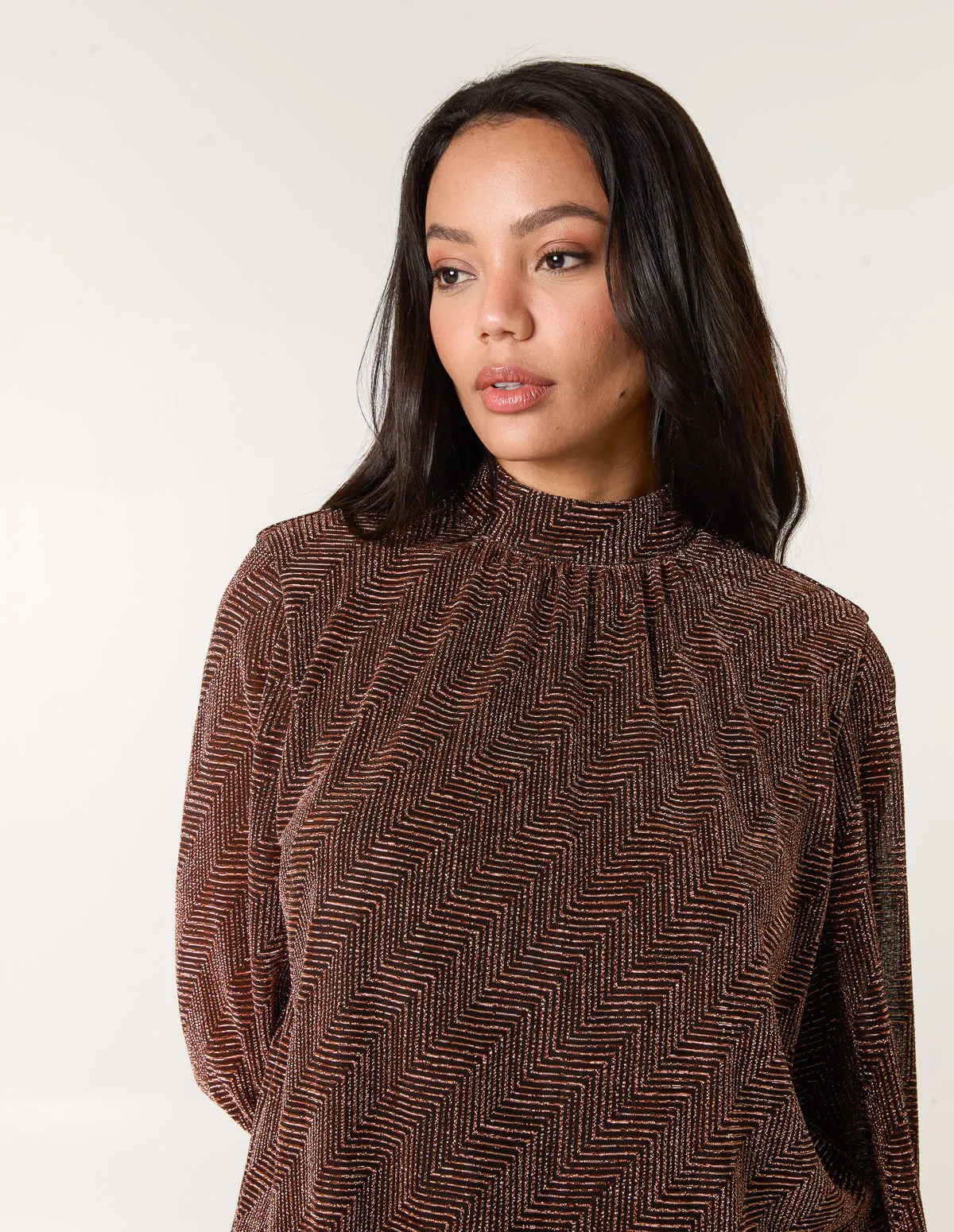 Metallic Puffball High Neck Blouse sold by Blue Vanilla product image thumbnail 4