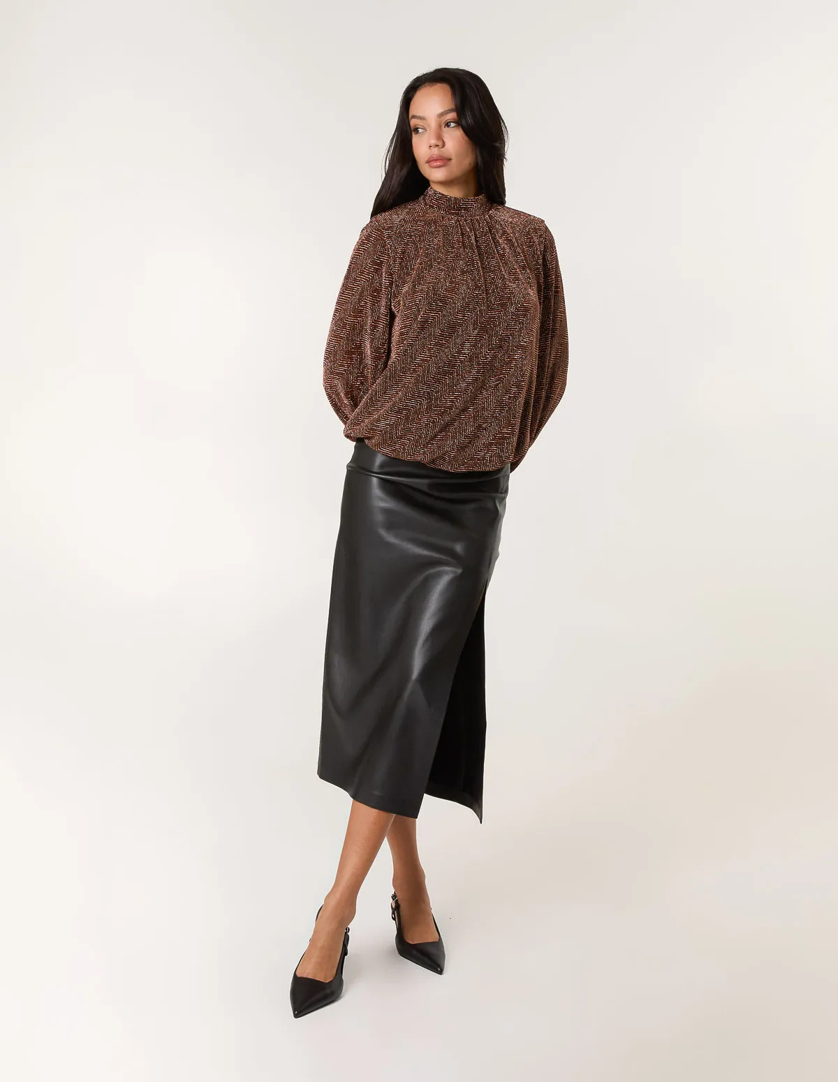 Metallic Puffball High Neck Blouse sold by Blue Vanilla product image thumbnail 3
