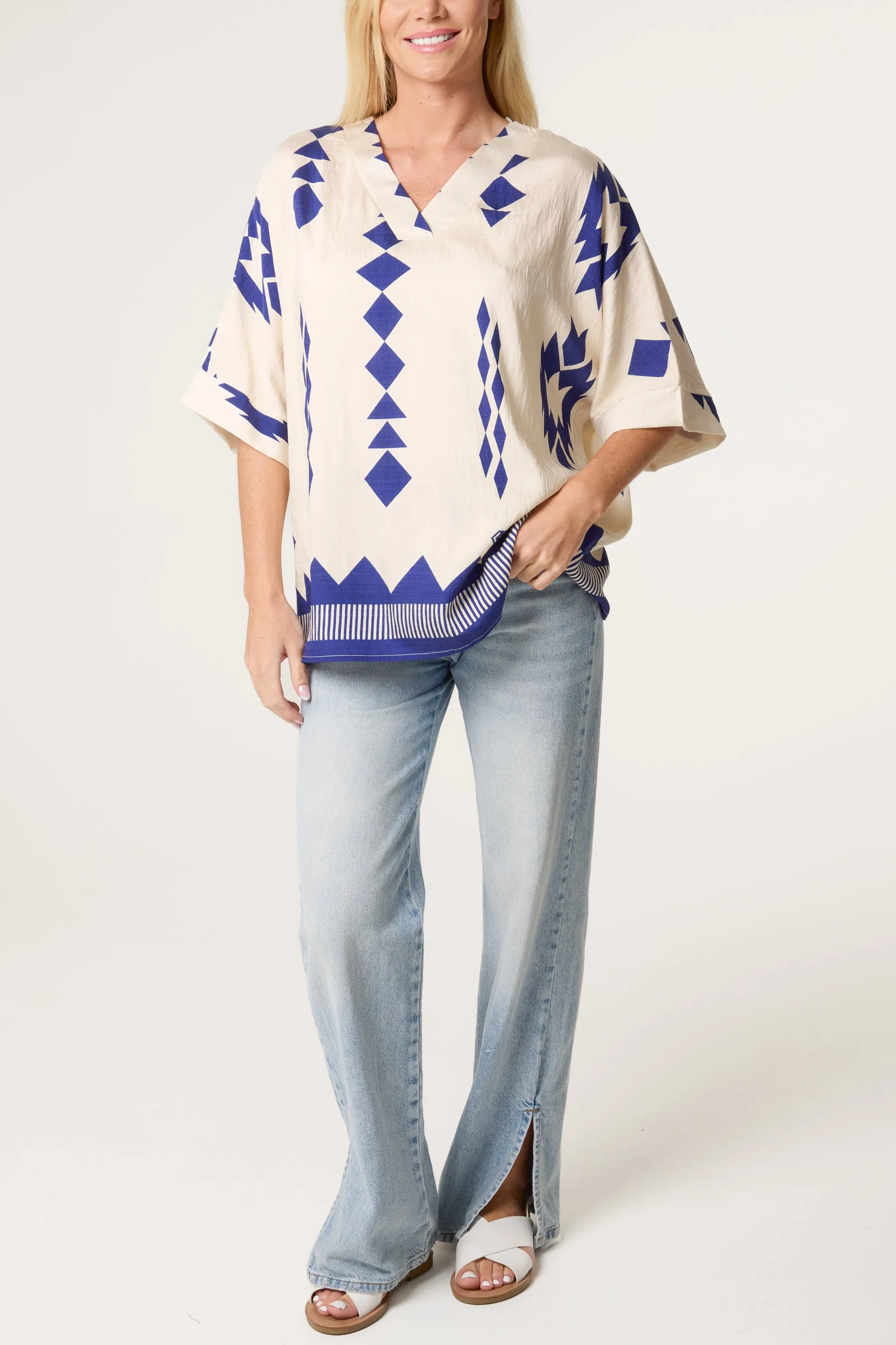 Linen Geometric Print Top sold by Blue Vanilla product image thumbnail 2