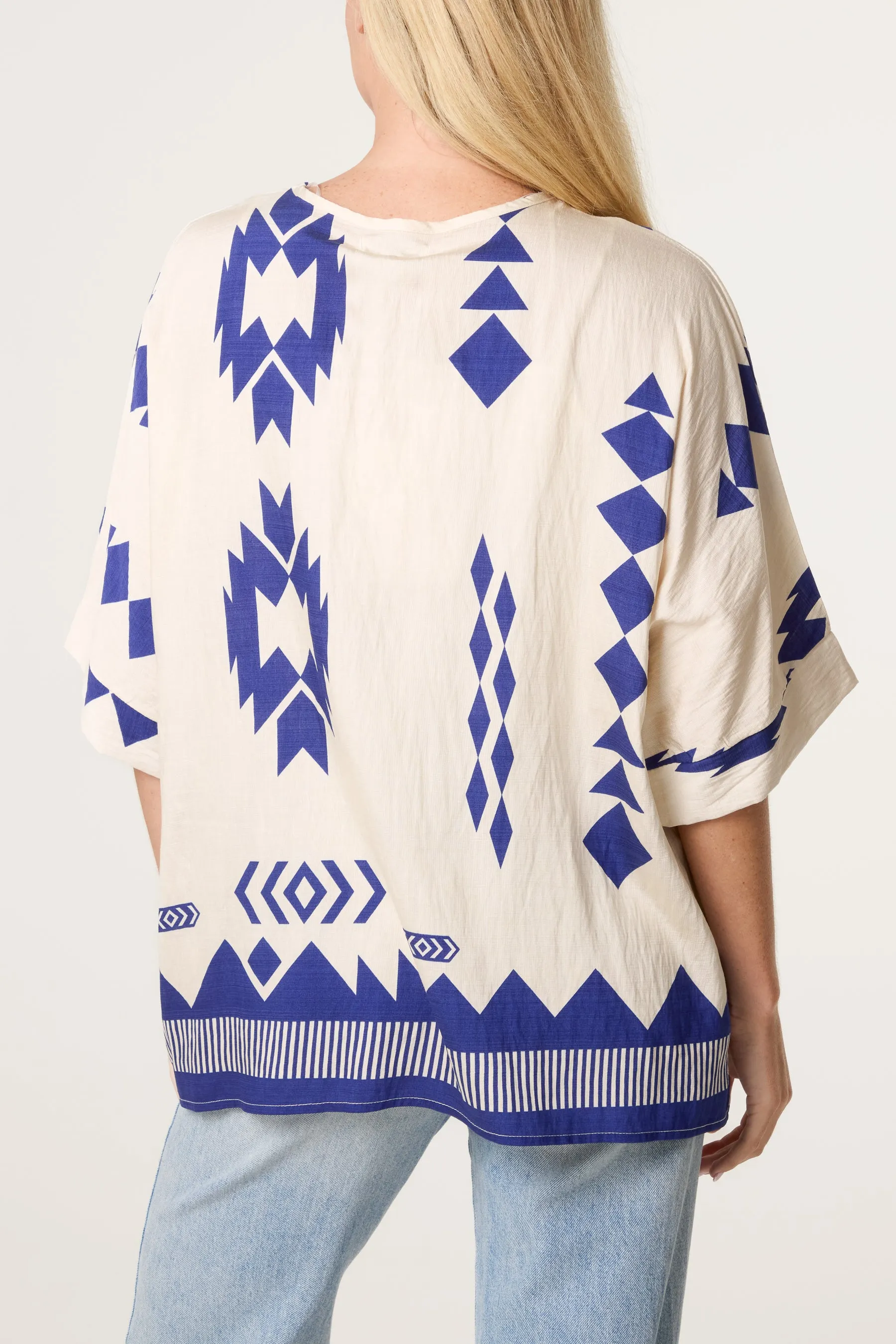 Linen Geometric Print Top sold by Blue Vanilla product image thumbnail 4
