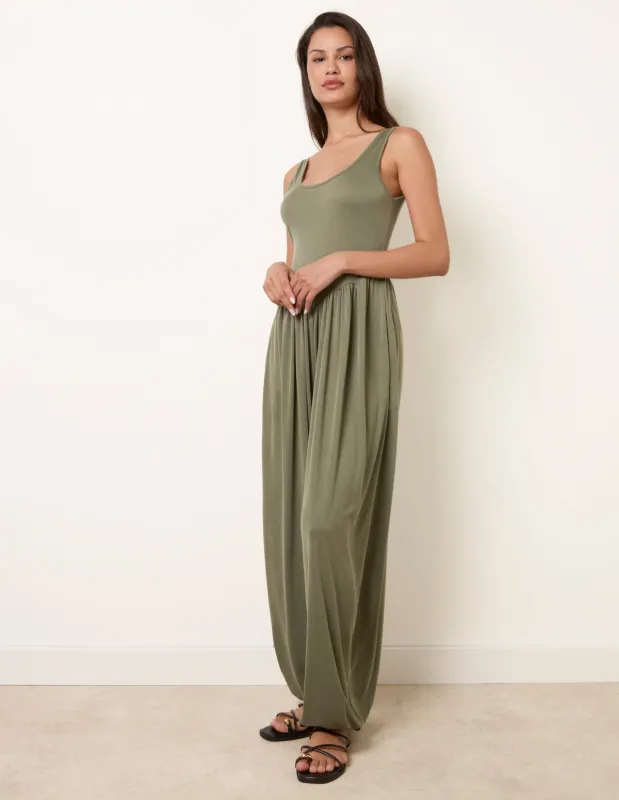 Jersey Balloon Leg Jumpsuit With Pockets made by Blue Vanilla