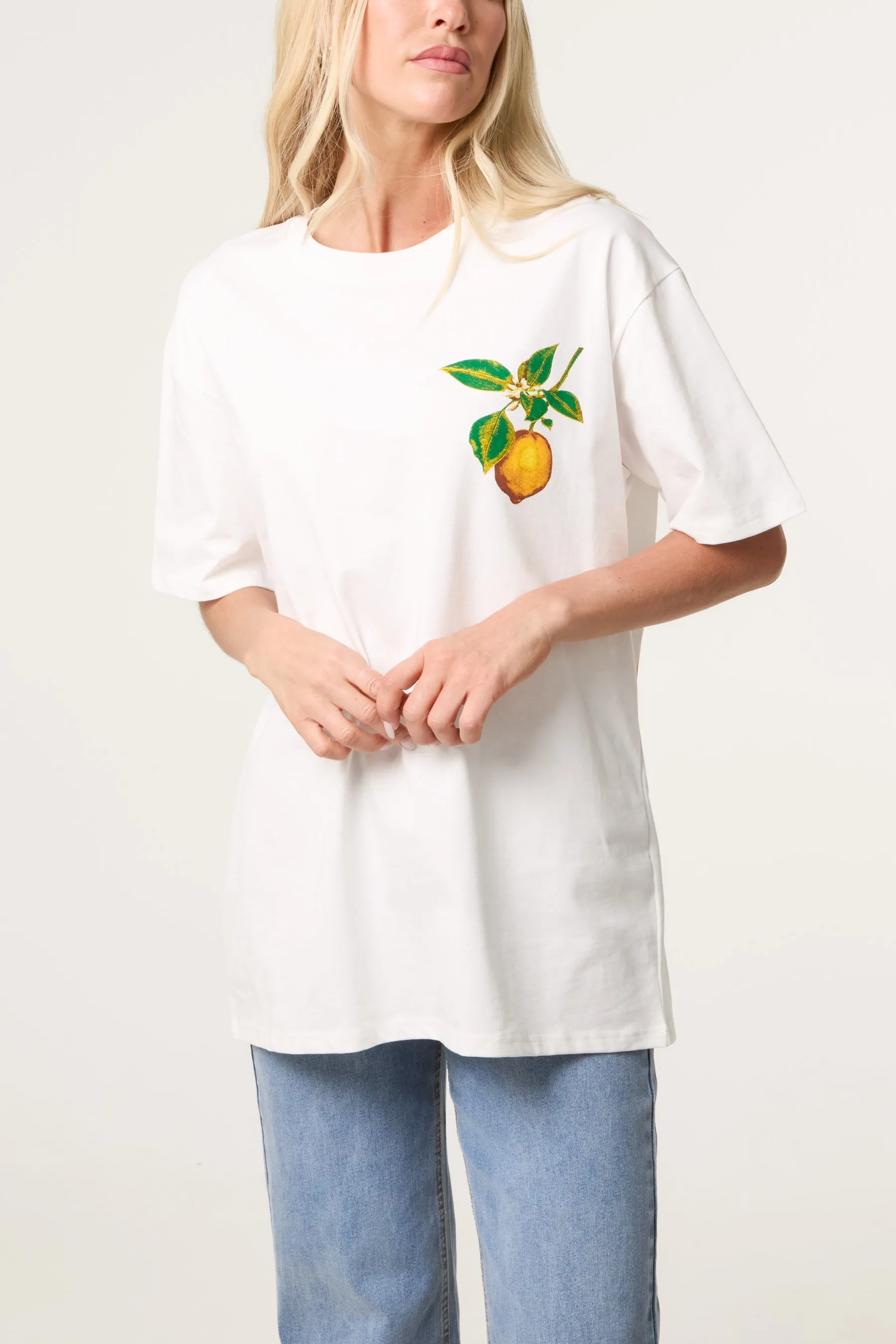 Short Sleeve Back Lemon Print T-Shirt sold by Blue Vanilla product image thumbnail 3