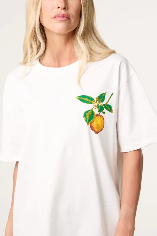 Short Sleeve Back Lemon Print T-Shirt made by Blue Vanilla